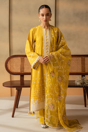 Cross Stitch Mahiri Embroidered Lawn Unstitched 3Pc Suit D-01 Ceylon Yellow