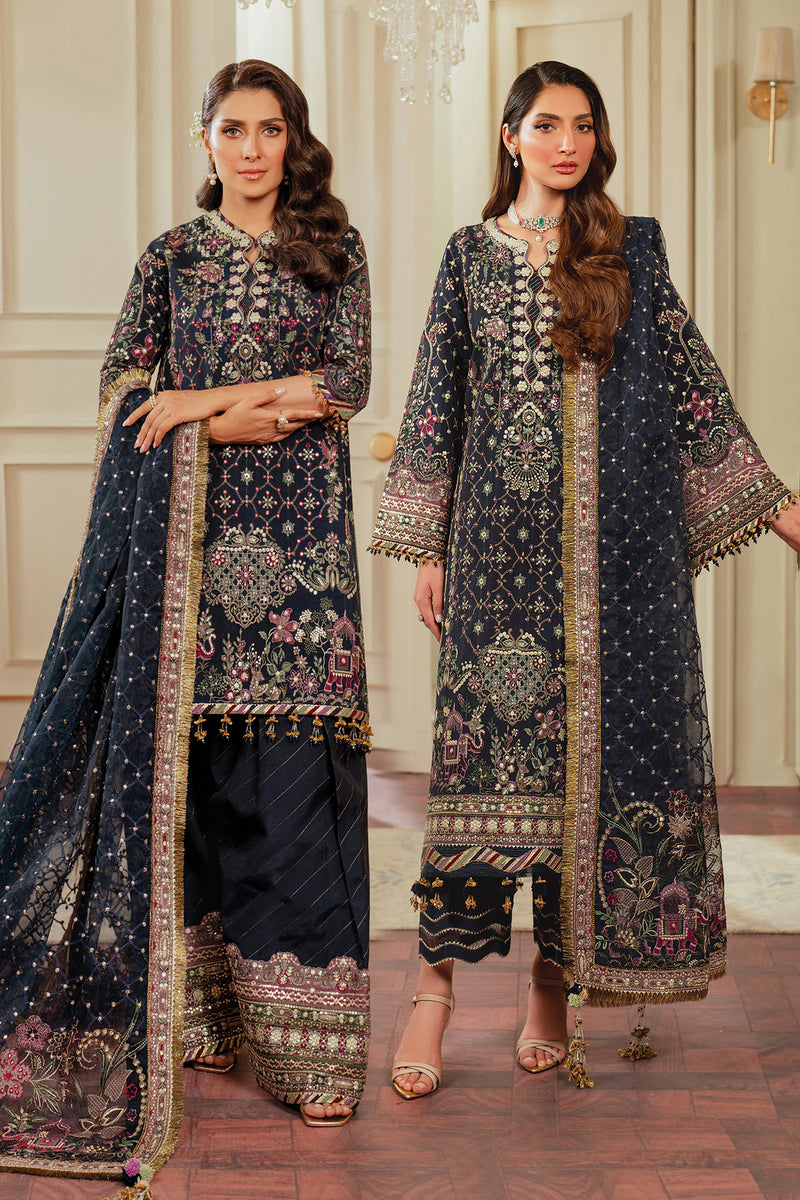 Baroque Chantelle Embroidered Raw Silk Unstitched 3Pc Suit EC-07