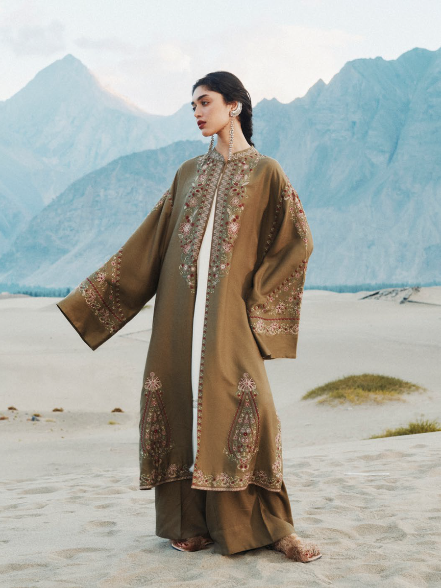 Zara Shahjahan Saraab Embroidered Marina Unstitched 3Pc Suit - CHINAR