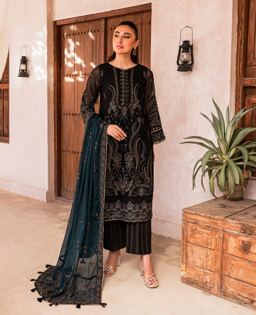 Xenia Formals Unstitched Luxury Embroidered Chiffon 3Pc Suit - CIYA