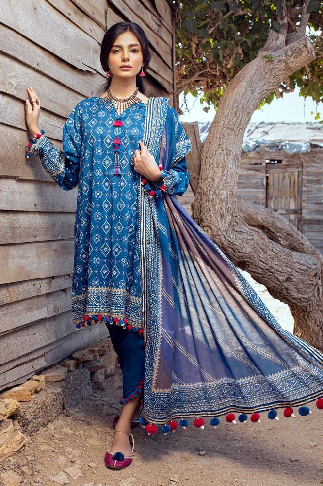 Gul Ahmed Chunri Embroidered Lawn Unstitched 3Pc Suit CL-42003A