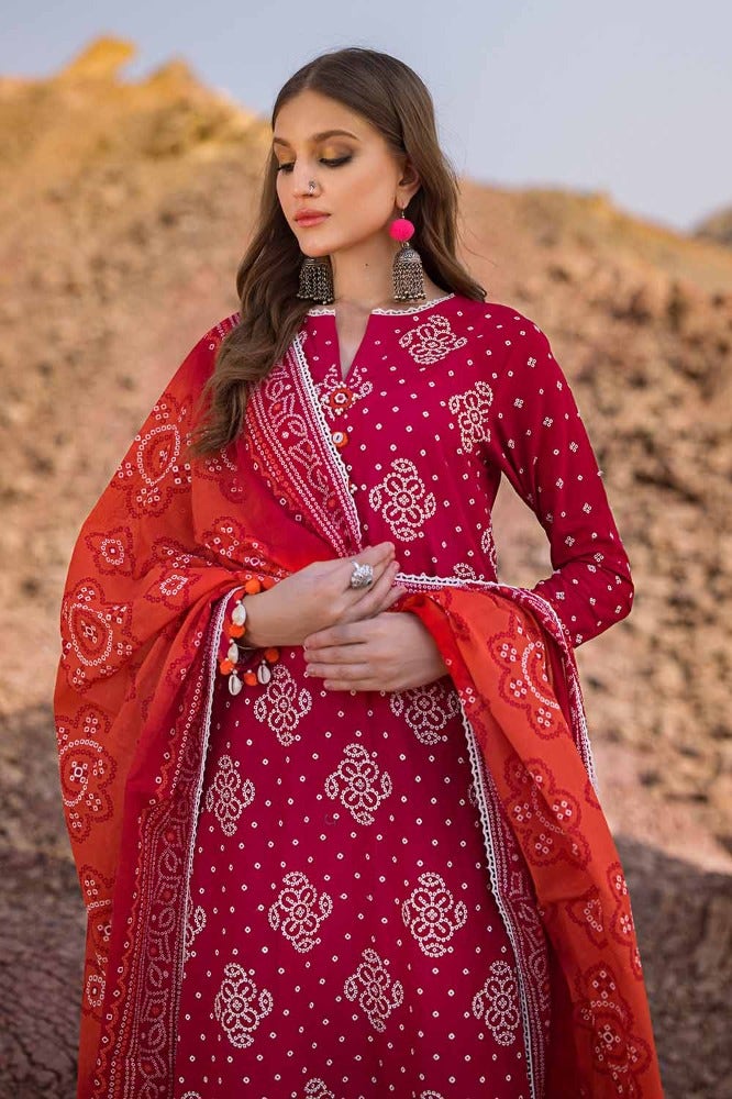 Gul Ahmed Chunri Embroidered Lawn Unstitched 3Pc Suit CL-42006