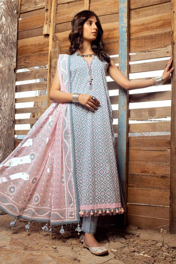 Gul Ahmed Chunri Embroidered Lawn Unstitched 3Pc Suit CL-42008A