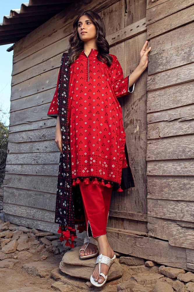 Gul Ahmed Chunri Embroidered Lawn Unstitched 3Pc Suit CL-42016A