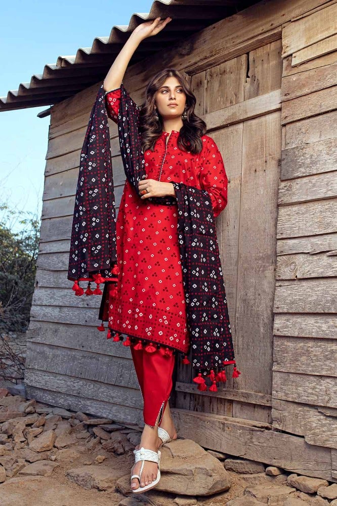 Gul Ahmed Chunri Embroidered Lawn Unstitched 3Pc Suit CL-42016A
