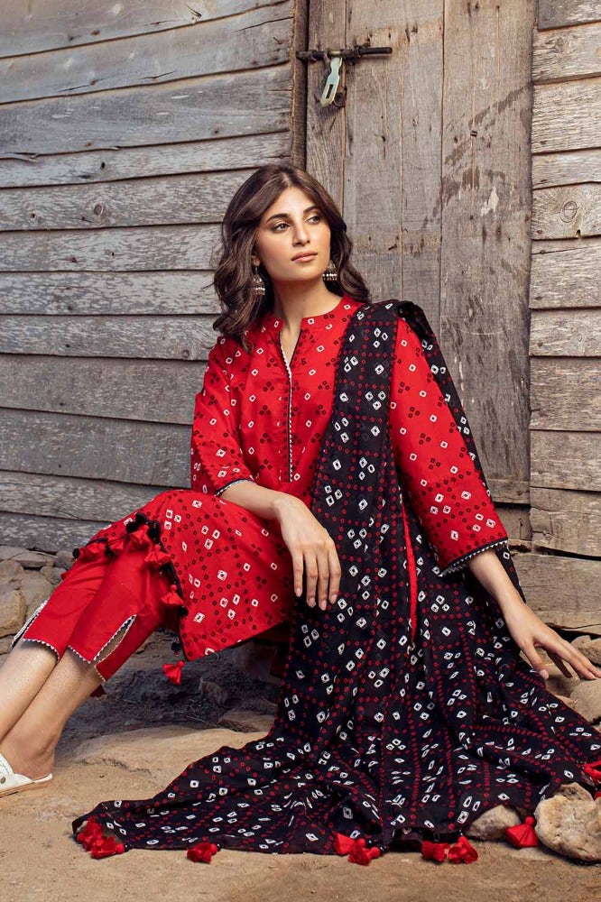 Gul Ahmed Chunri Embroidered Lawn Unstitched 3Pc Suit CL-42016A