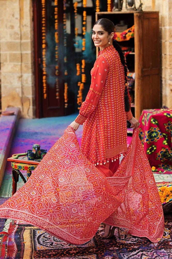 Gul Ahmed Chunri Embroidered Lawn Unstitched 3Pc Suit CL-42017B