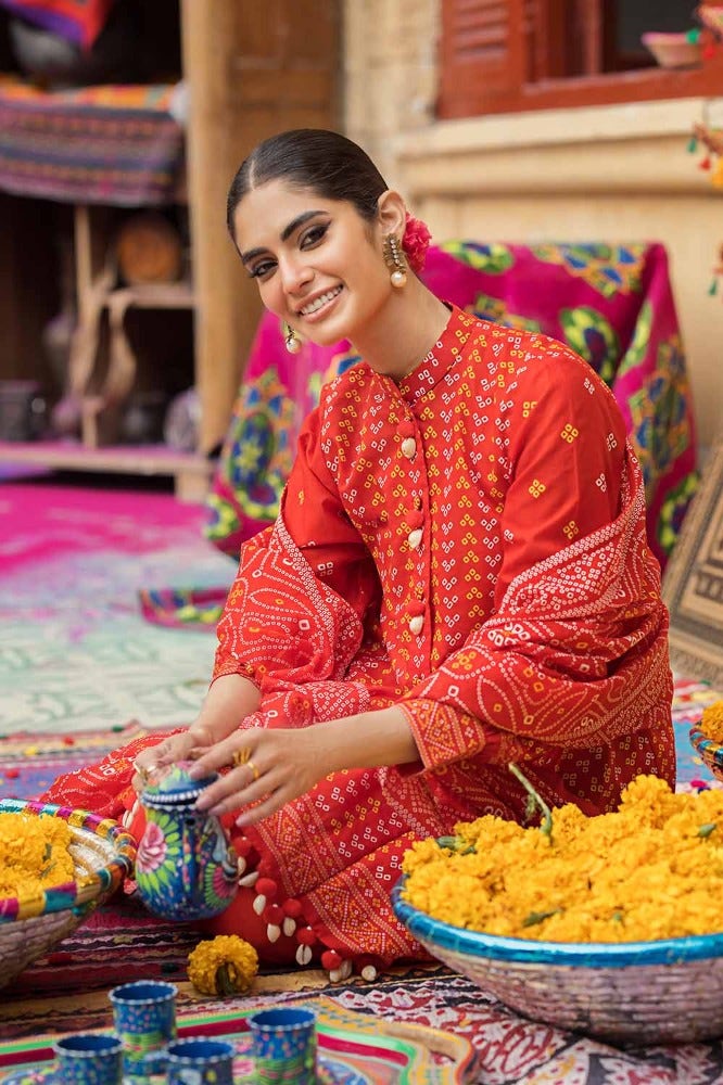 Gul Ahmed Chunri Embroidered Lawn Unstitched 3Pc Suit CL-42017B
