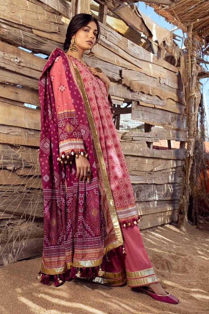 Gul Ahmed Chunri Embroidered Lawn Unstitched 3Pc Suit CL-42032A