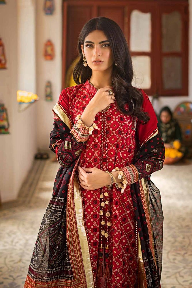 Gul Ahmed Chunri Embroidered Lawn Unstitched 3Pc Suit CL-42032B