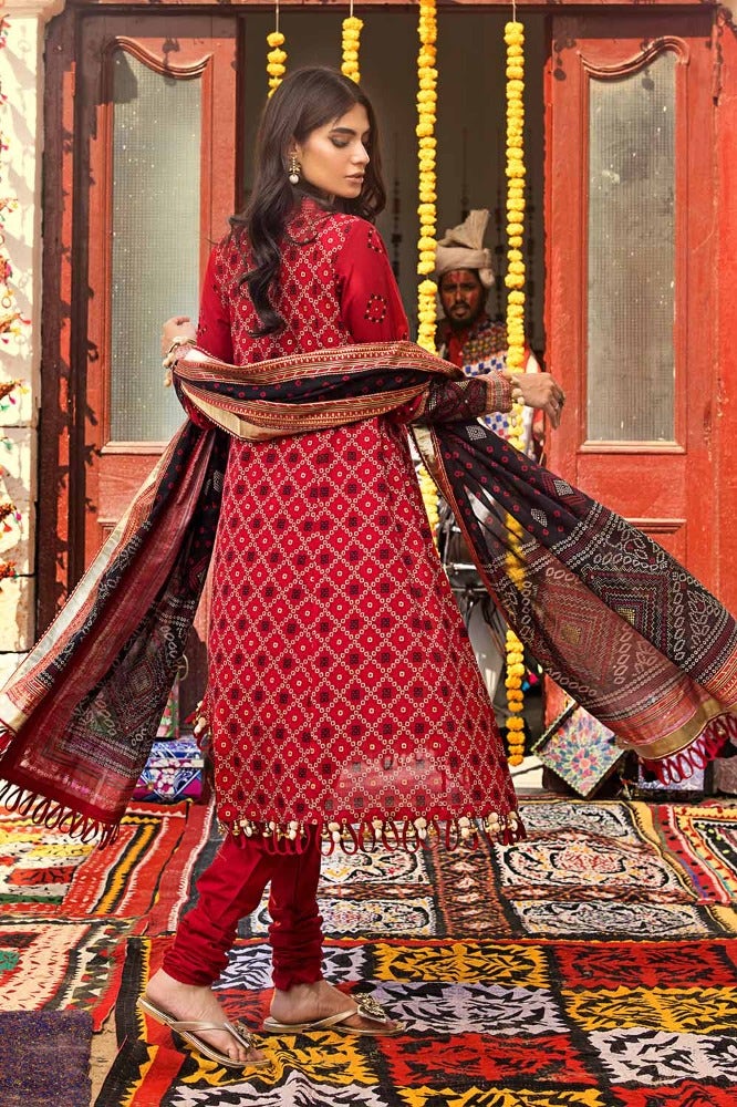 Gul Ahmed Chunri Embroidered Lawn Unstitched 3Pc Suit CL-42032B