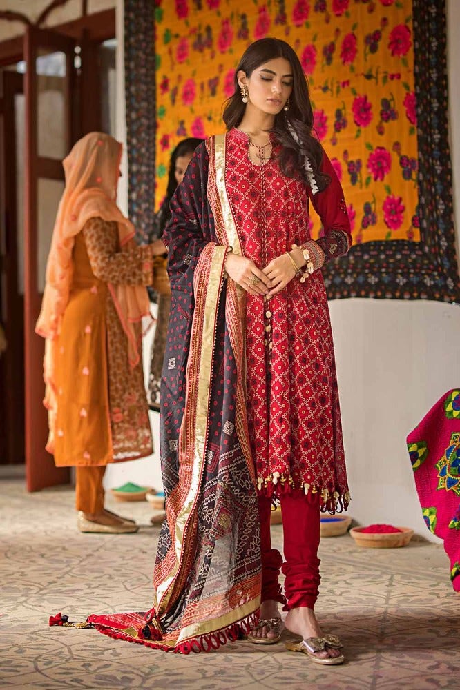 Gul Ahmed Chunri Embroidered Lawn Unstitched 3Pc Suit CL-42032B