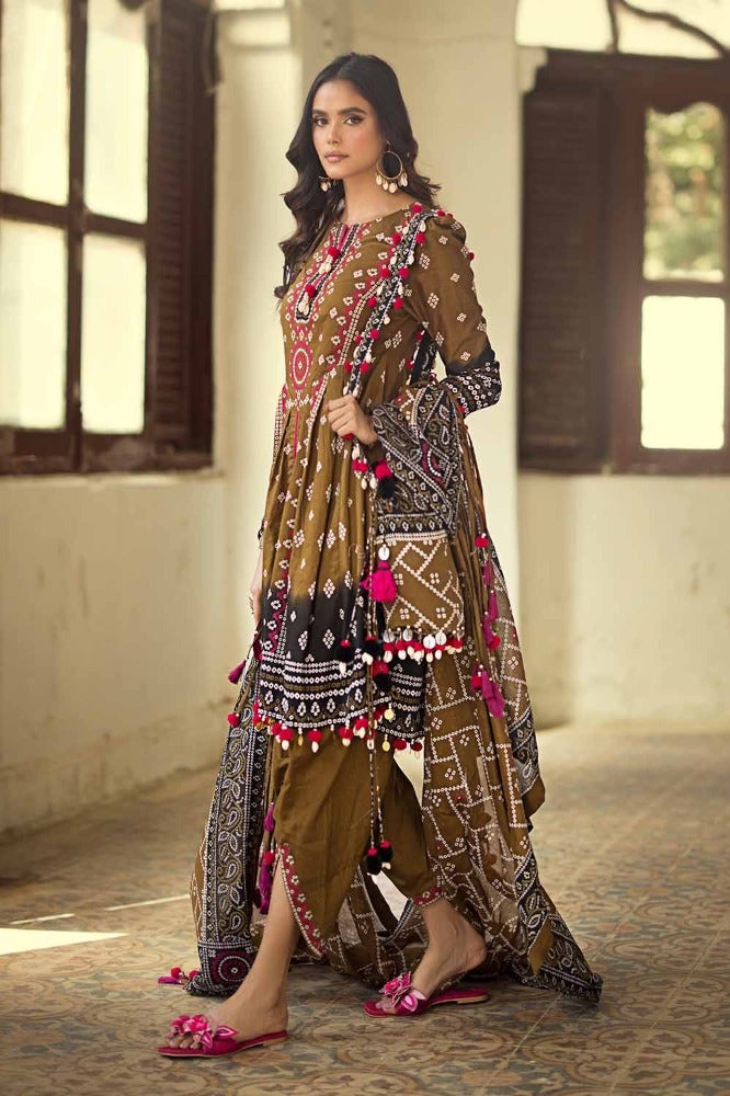 Gul Ahmed Chunri Embroidered Lawn Unstitched 3Pc Suit CL-42034B