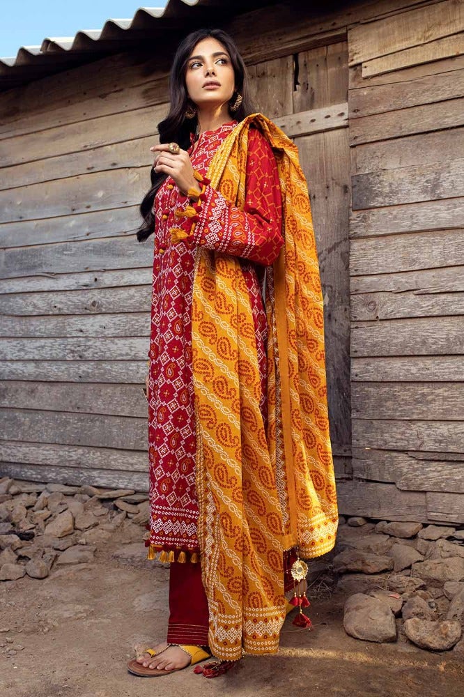 Gul Ahmed Chunri Embroidered Lawn Unstitched 3Pc Suit CL-42061A