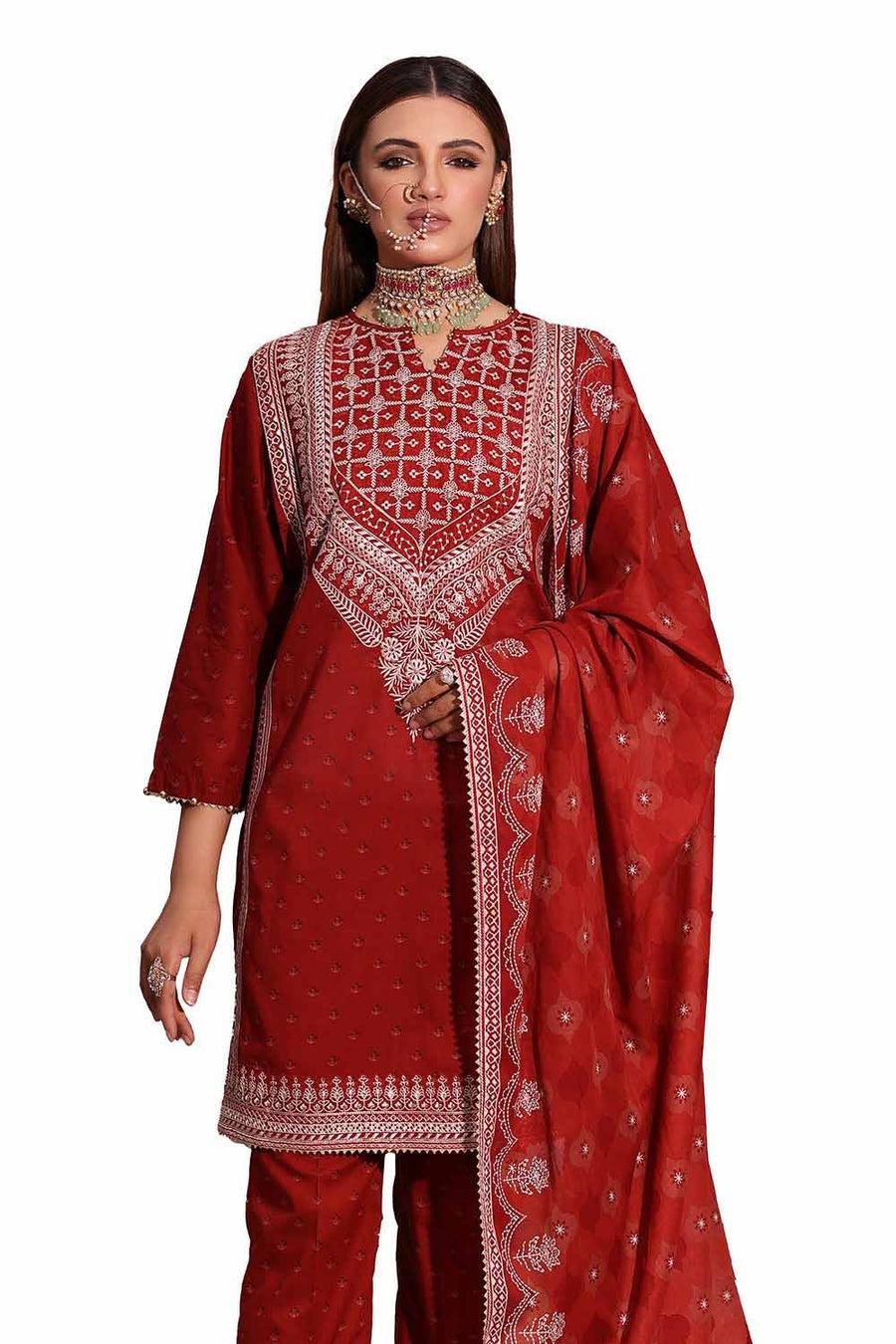 Gul Ahmed Embroidered Lawn Unstitched 3Pc Suit CL-42103