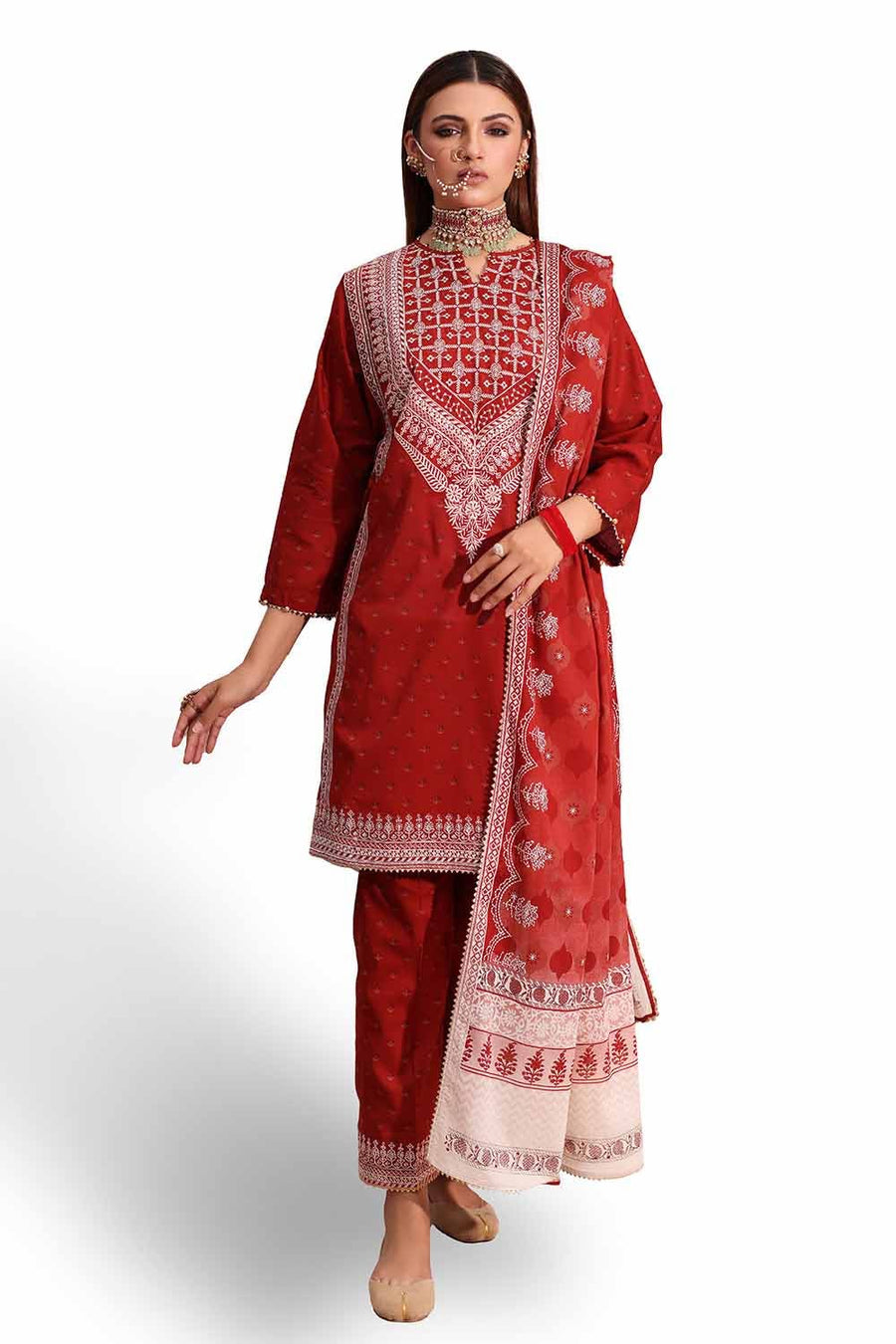 Gul Ahmed Embroidered Lawn Unstitched 3Pc Suit CL-42103