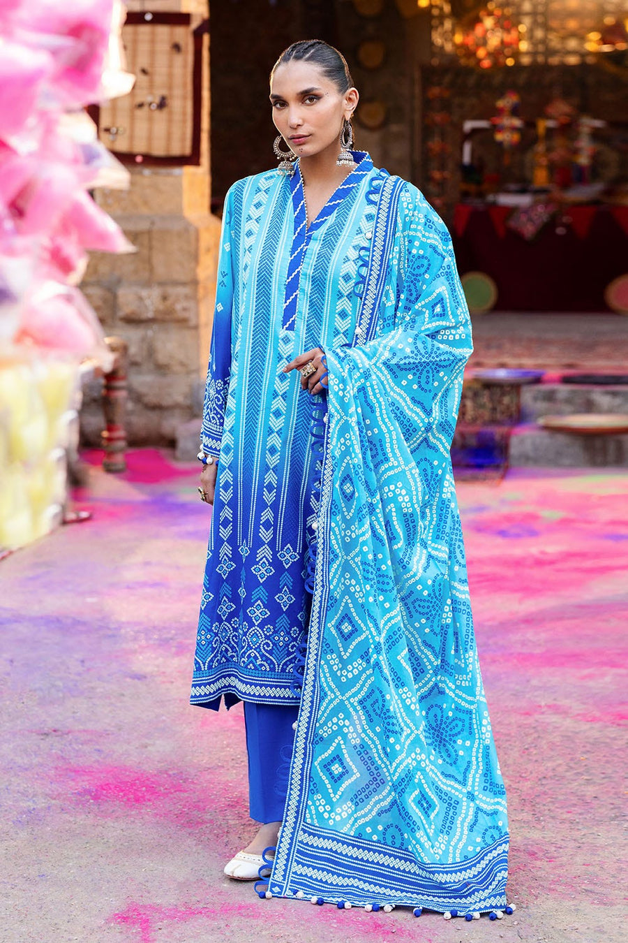 Gul Ahmed Chunri Printed Lawn Unstitched 3Pc Suit CL-42328 B