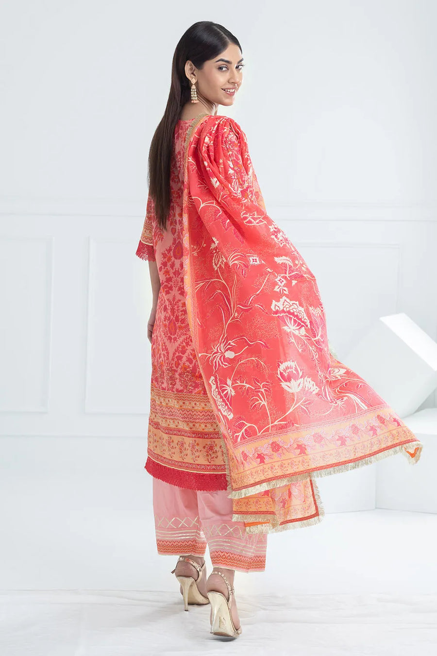 Gul Ahmed Dhoop Kinary Unstitched Printed Lawn 3Pc Suit CL-52090