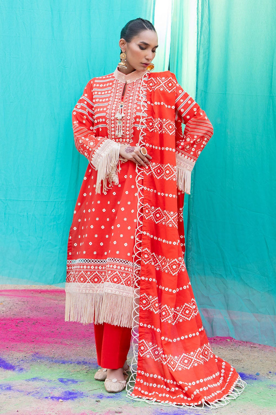 Gul Ahmed Chunri Printed Lawn Unstitched 3Pc Suit CL-52172 B
