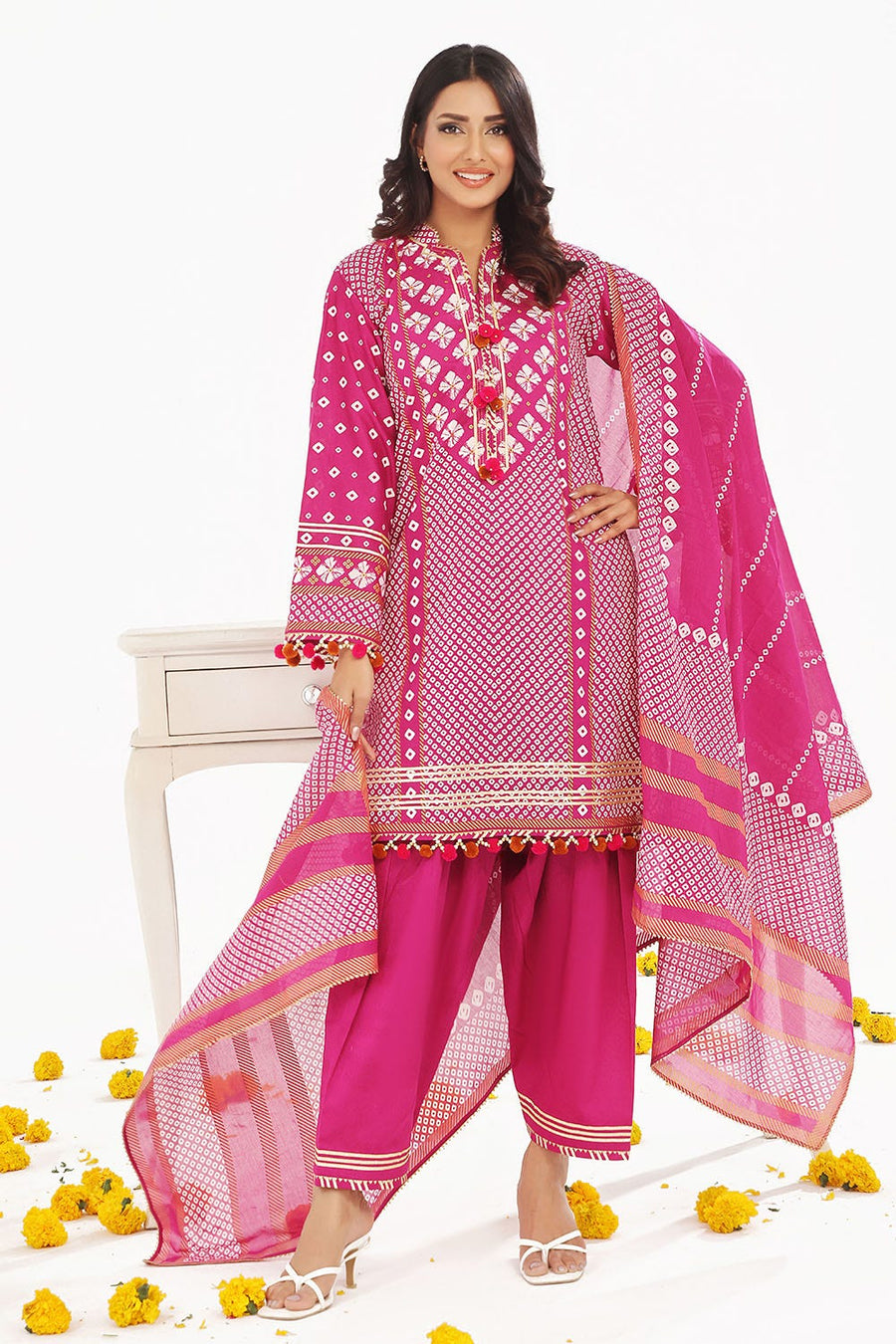 Gul Ahmed Chunri Printed Lawn Unstitched 3Pc Suit CL-52401 A