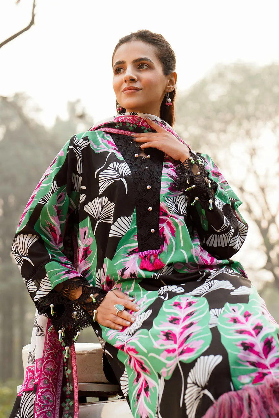 Gul Ahmed Dhoop Kinary Unstitched Printed Jacquard 3Pc Suit CL-52478