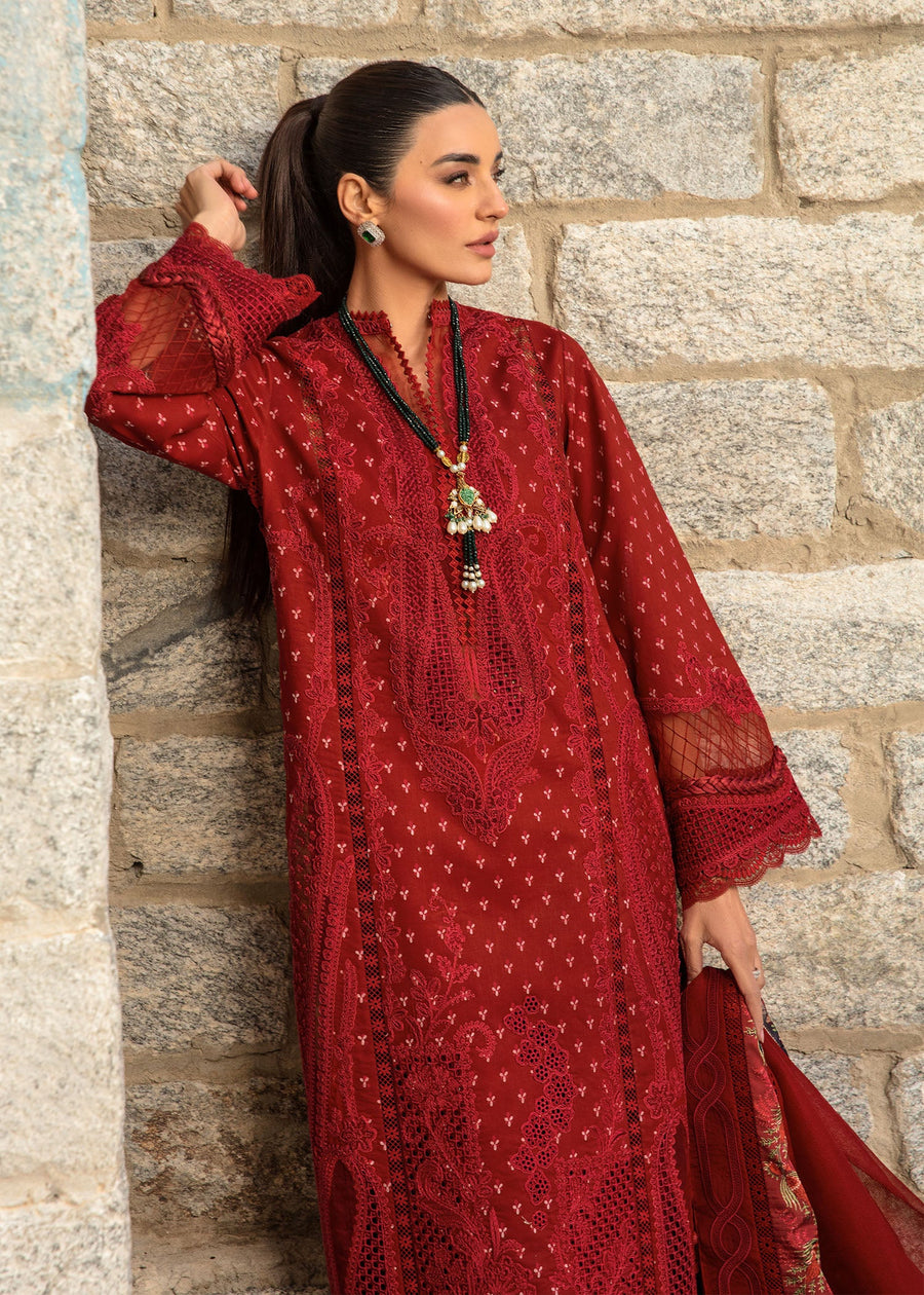 Crimson Embroidered Lawn Unstitched 3Pc Suit CL24-D1A Dancing Paisleys