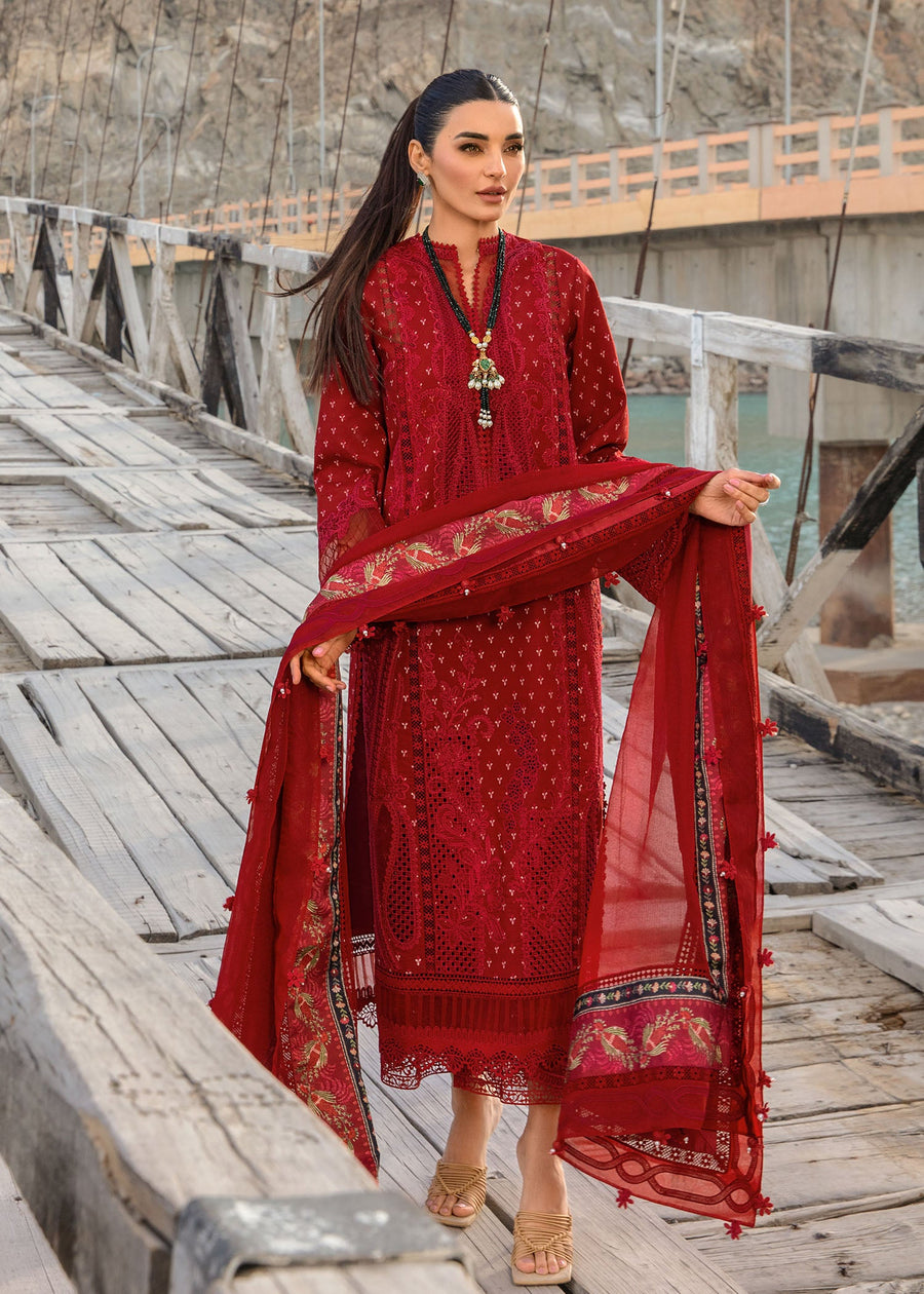 Crimson Embroidered Lawn Unstitched 3Pc Suit CL24-D1A Dancing Paisleys