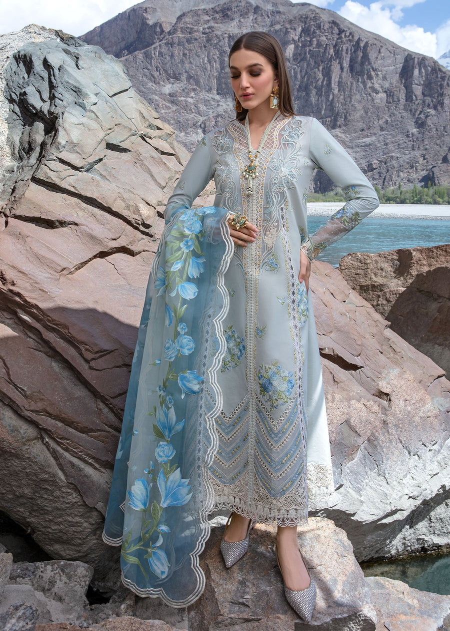 Crimson Embroidered Lawn Unstitched 3Pc Suit CL24-D3A Forget Me Not
