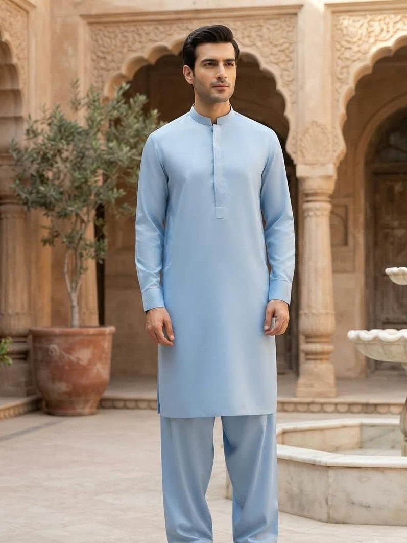 Farooq Textile Men's Cotton Latha Unstitched Shalwar Kameez Suit CLR26-07