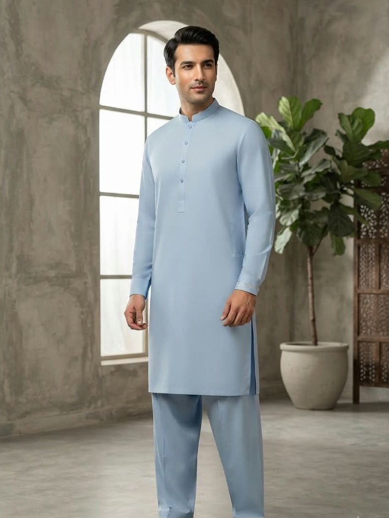 Farooq Textile Men's Cotton Latha Unstitched Shalwar Kameez Suit CLR26-13