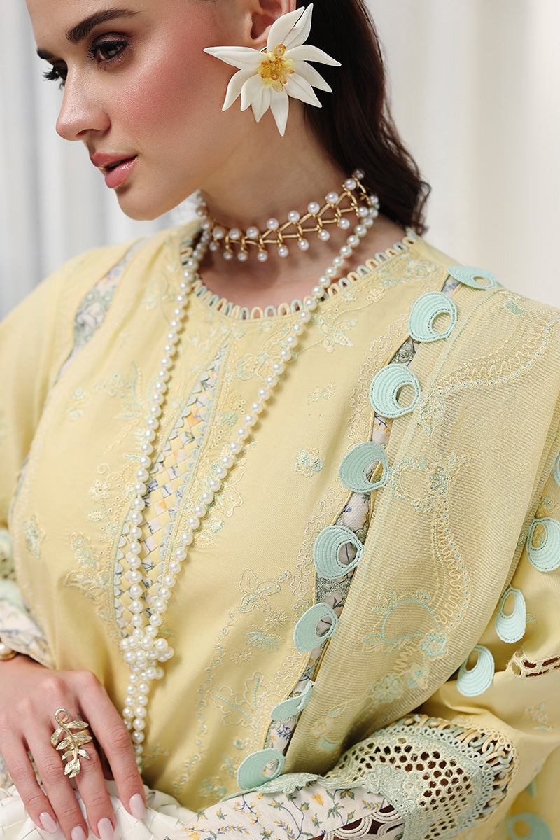 Qalamkar Festive Eid Embroidered Chikankari Unstitched 3Pc Suit CM-02 AYLA