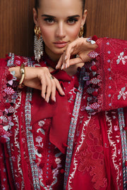 Qalamkar Festive Eid Embroidered Chikankari Unstitched 3Pc Suit CM-03 RUBY