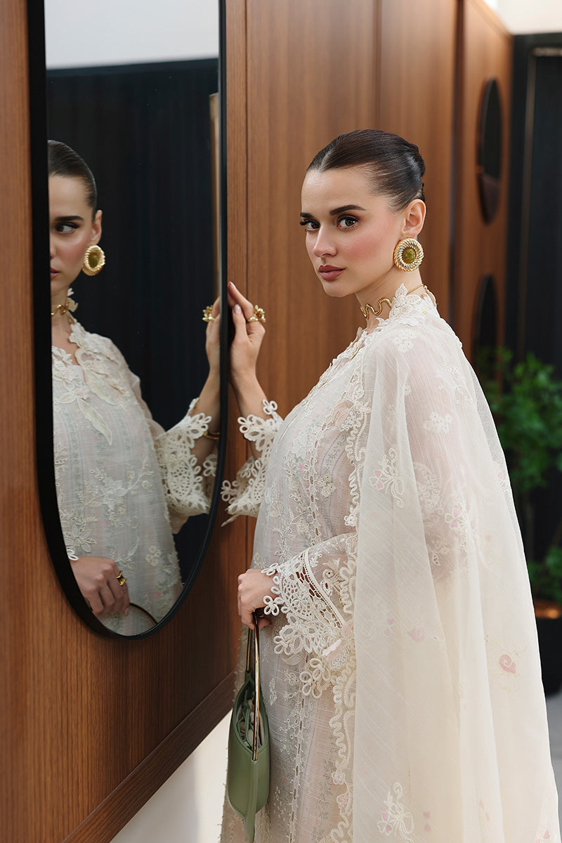 Qalamkar Festive Eid Embroidered Chikankari Unstitched 3Pc Suit CM-04 ZIMAL