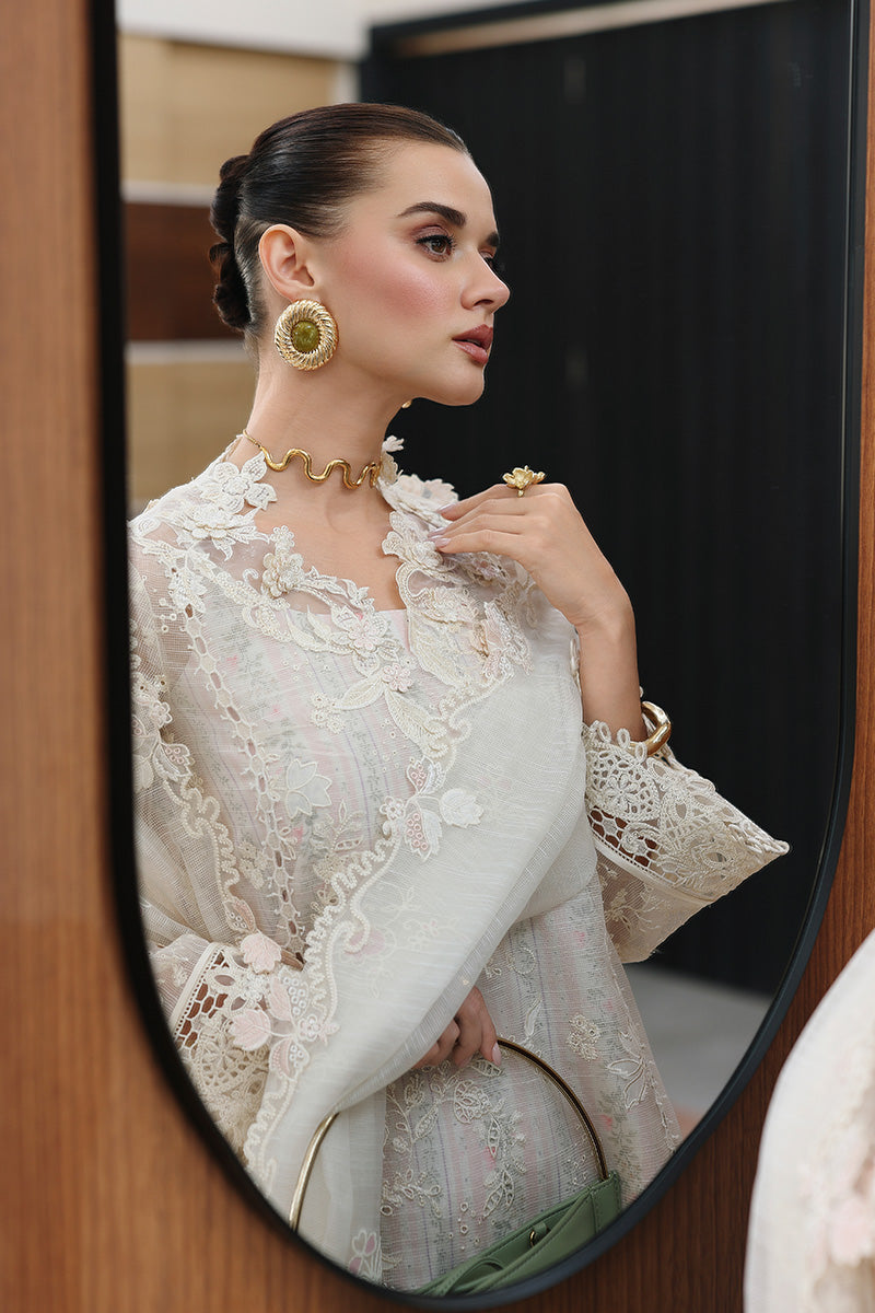 Qalamkar Festive Eid Embroidered Chikankari Unstitched 3Pc Suit CM-04 ZIMAL