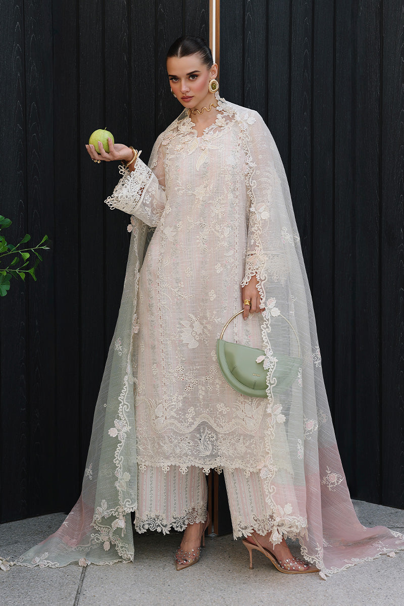 Qalamkar Festive Eid Embroidered Chikankari Unstitched 3Pc Suit CM-04 ZIMAL