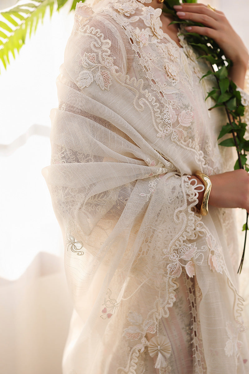 Qalamkar Festive Eid Embroidered Chikankari Unstitched 3Pc Suit CM-04 ZIMAL