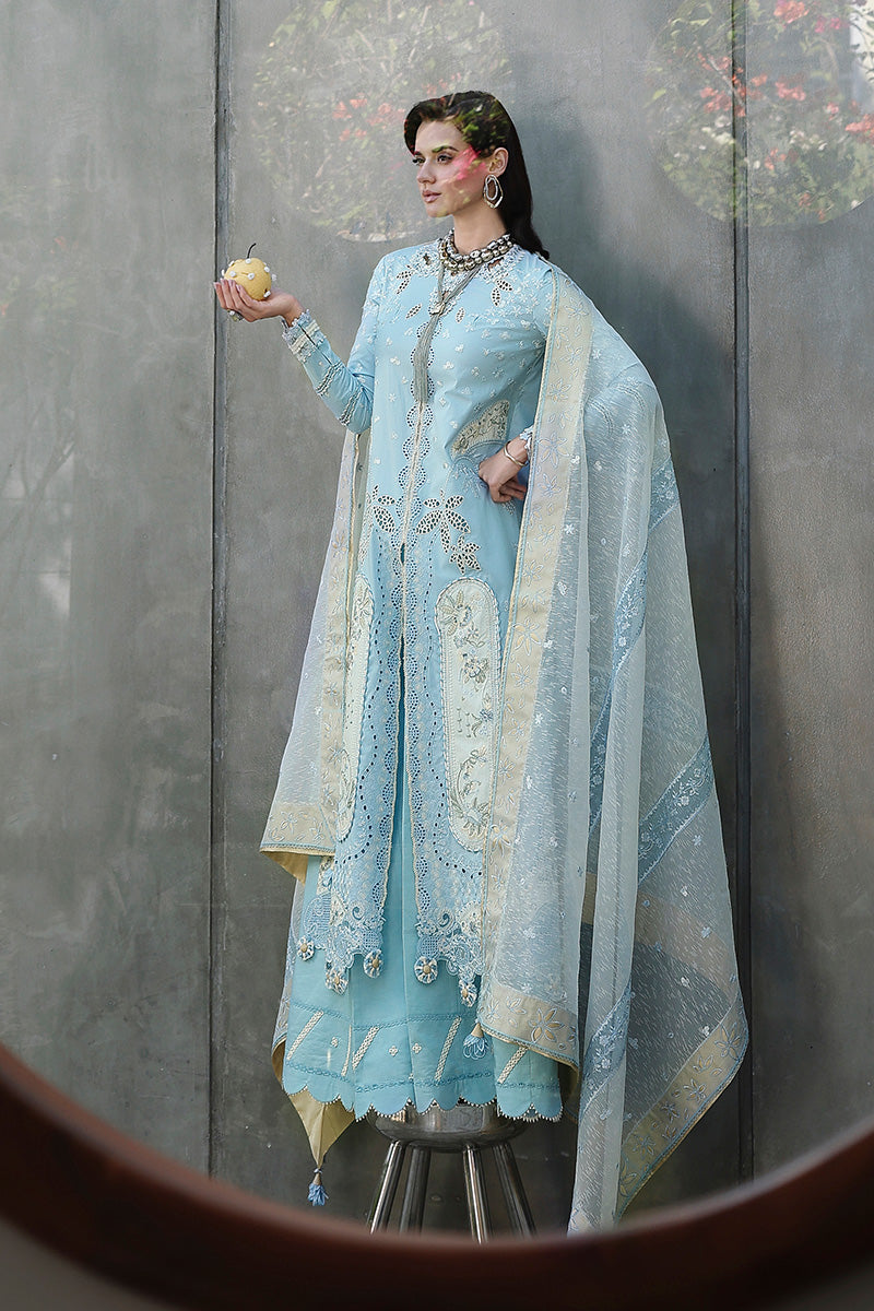 Qalamkar Festive Eid Embroidered Chikankari Unstitched 3Pc Suit CM-05 NAYRA