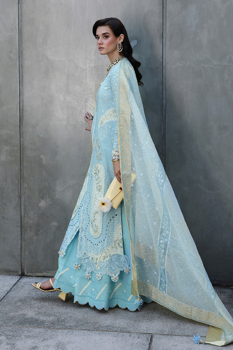 Qalamkar Festive Eid Embroidered Chikankari Unstitched 3Pc Suit CM-05 NAYRA