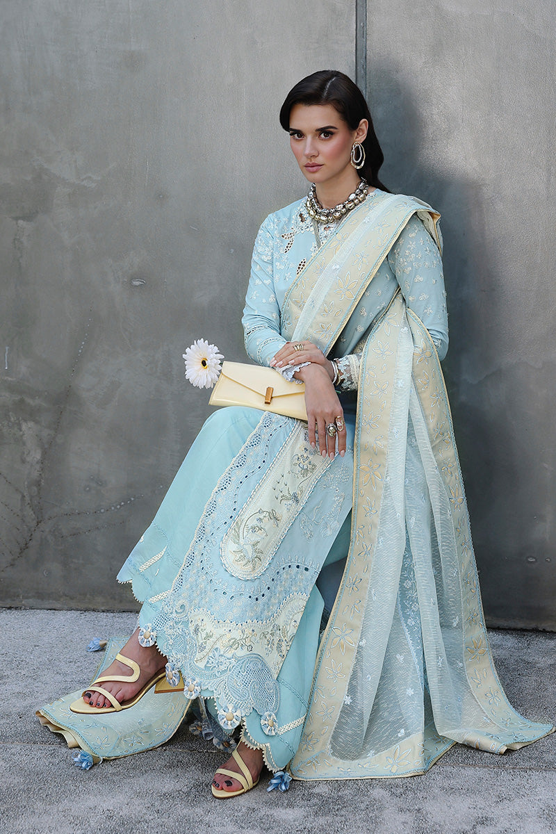 Qalamkar Festive Eid Embroidered Chikankari Unstitched 3Pc Suit CM-05 NAYRA
