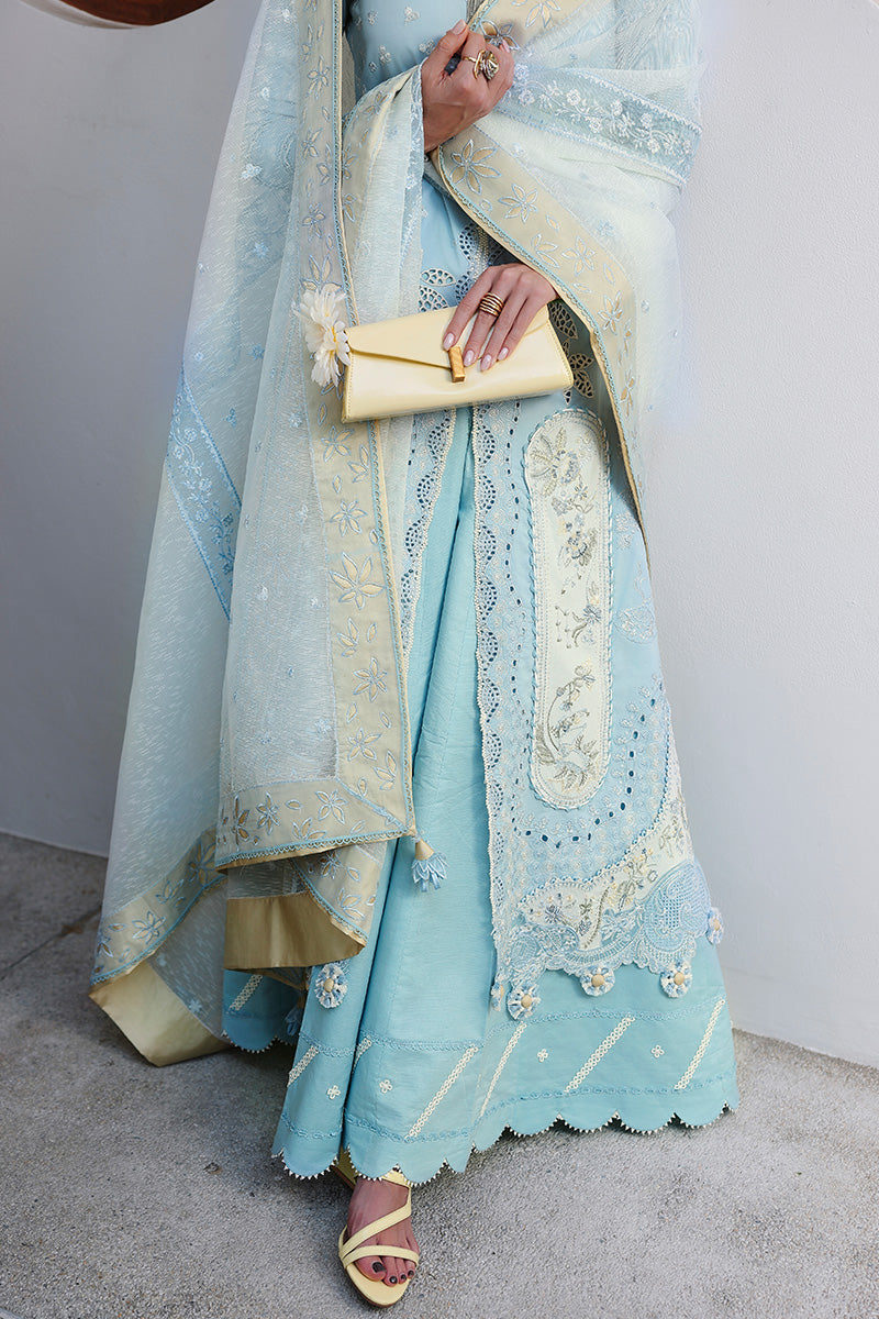 Qalamkar Festive Eid Embroidered Chikankari Unstitched 3Pc Suit CM-05 NAYRA
