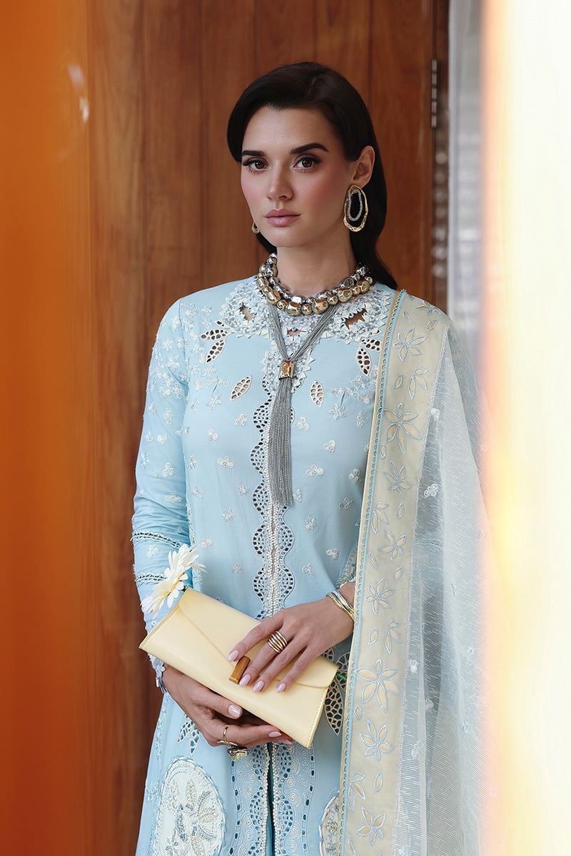 Qalamkar Festive Eid Embroidered Chikankari Unstitched 3Pc Suit CM-05 NAYRA