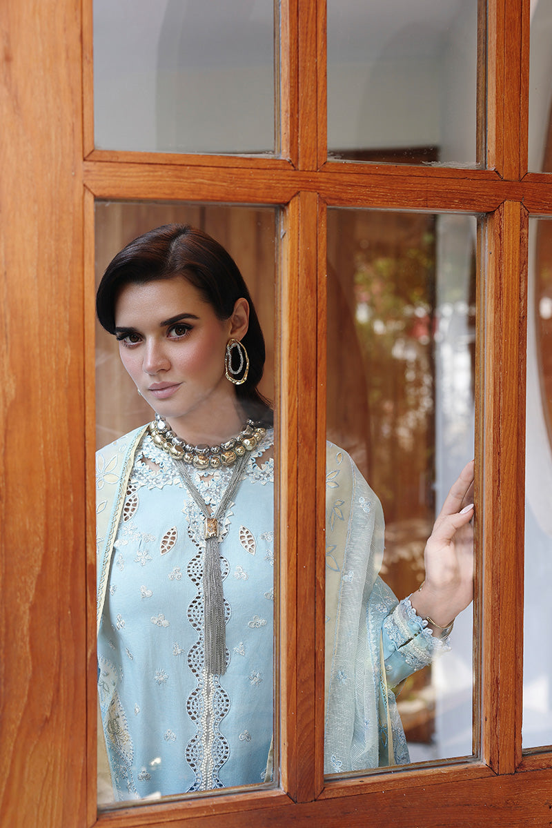 Qalamkar Festive Eid Embroidered Chikankari Unstitched 3Pc Suit CM-05 NAYRA