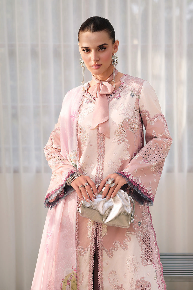 Qalamkar Festive Eid Embroidered Chikankari Unstitched 3Pc Suit CM-06 NOURA