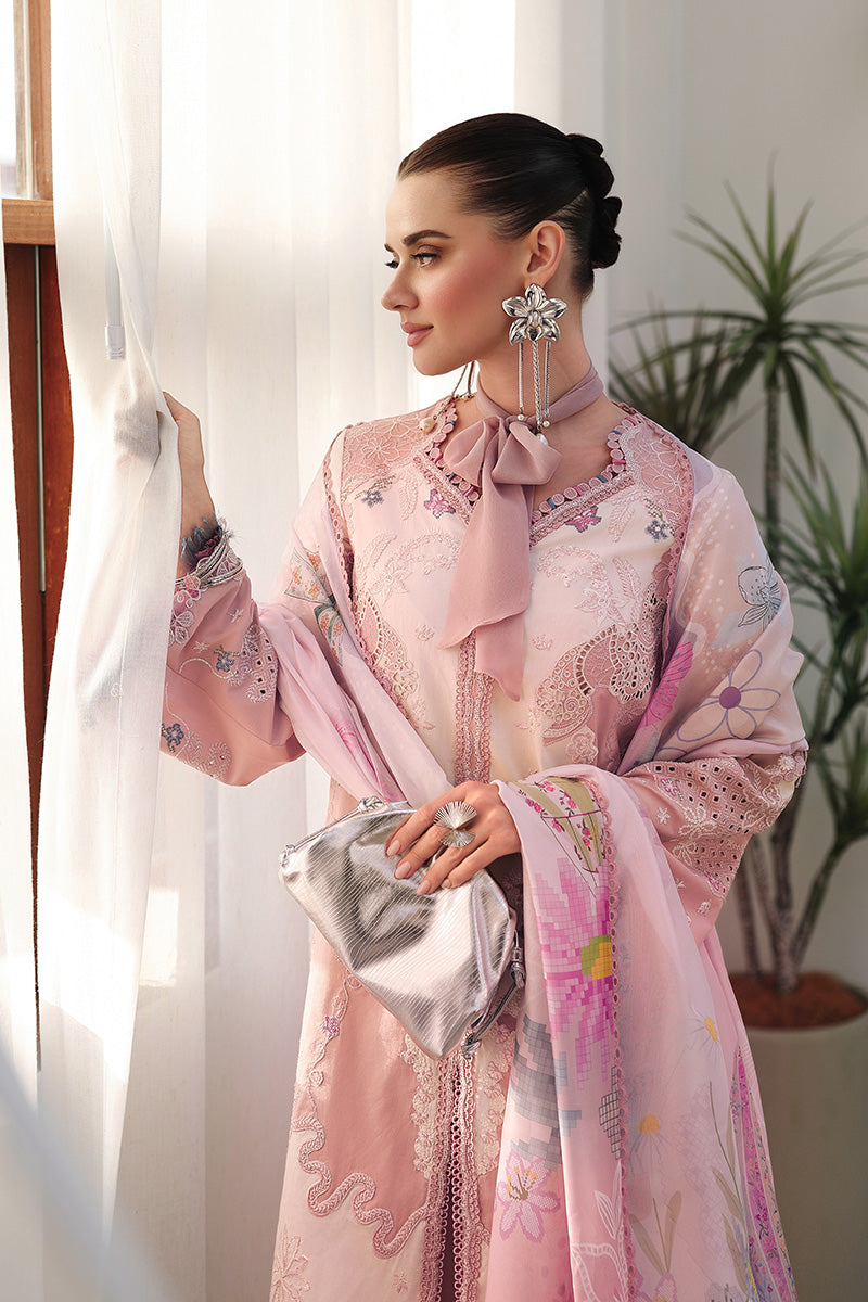 Qalamkar Festive Eid Embroidered Chikankari Unstitched 3Pc Suit CM-06 NOURA