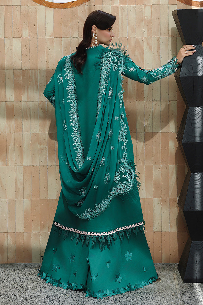 Qalamkar Festive Eid Embroidered Chikankari Unstitched 3Pc Suit CM-07 ROGUE