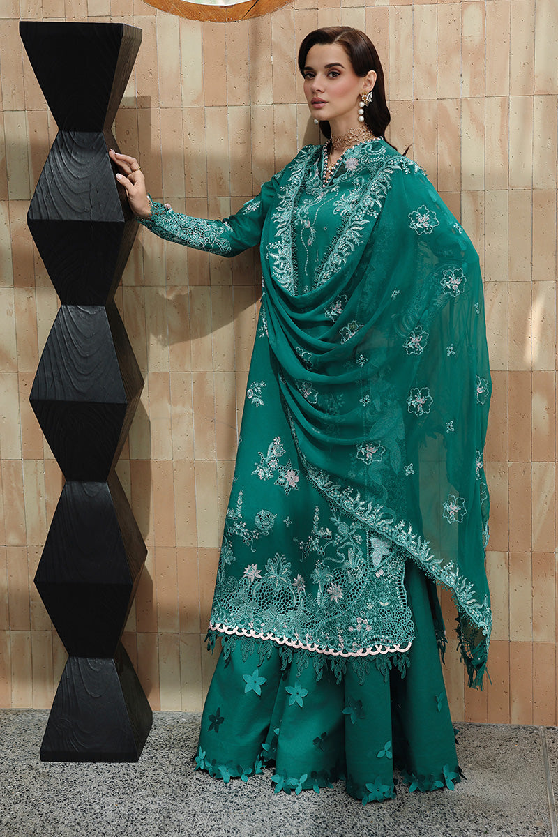Qalamkar Festive Eid Embroidered Chikankari Unstitched 3Pc Suit CM-07 ROGUE
