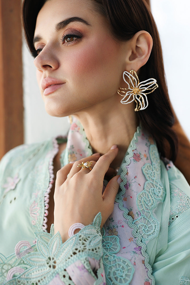 Qalamkar Festive Eid Embroidered Chikankari Unstitched 3Pc Suit CM-08 SEREN