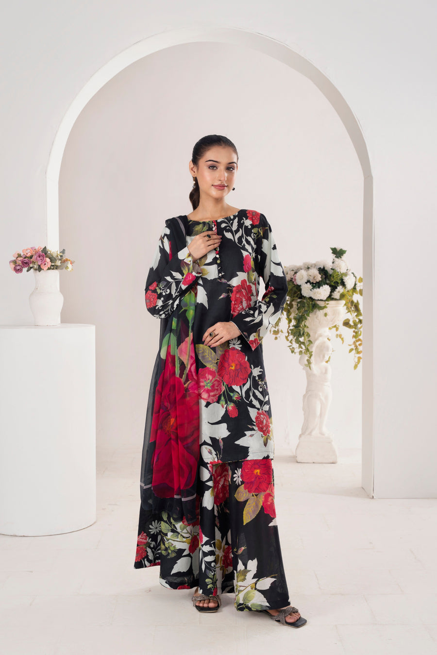 Feathers Frilly Flowers Unstitched Digital Printed Lawn 3Pc Suit COLZORA-FT711