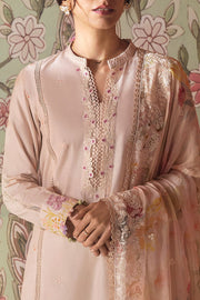 Cross Stitch Premium Embroidered Lawn Unstitched 3Pc Suit - CORAL CARNATION