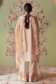 Cross Stitch Premium Embroidered Lawn Unstitched 3Pc Suit - CORAL CARNATION
